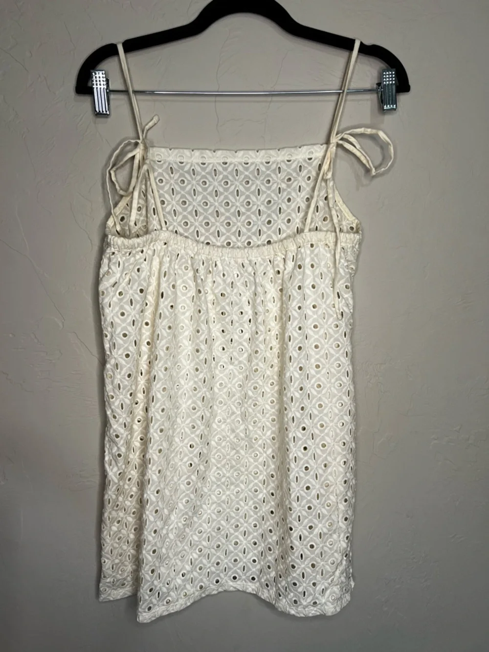 Vitamin A Cream Eyelet Spaghetti‎ Strap Mini Coverup Dress